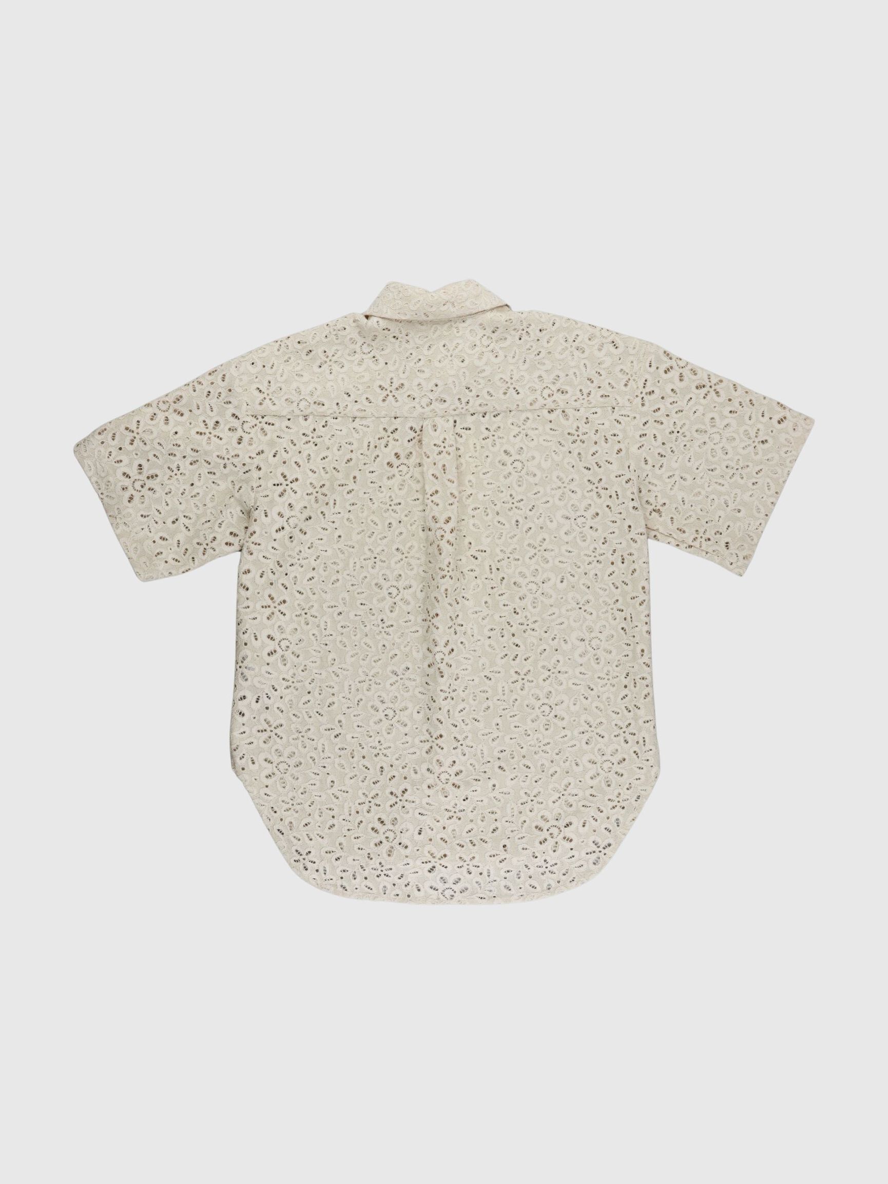 OVERSIZED LACE SHIRT, Sandshell, highres