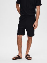 RIBBED SHORTS, Black, highres