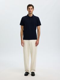 RIBBED POLO SHIRT, Sky Captain, highres