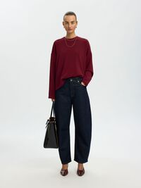 OVERSIZED LONG SLEEVED TOP, Tawny Port, highres