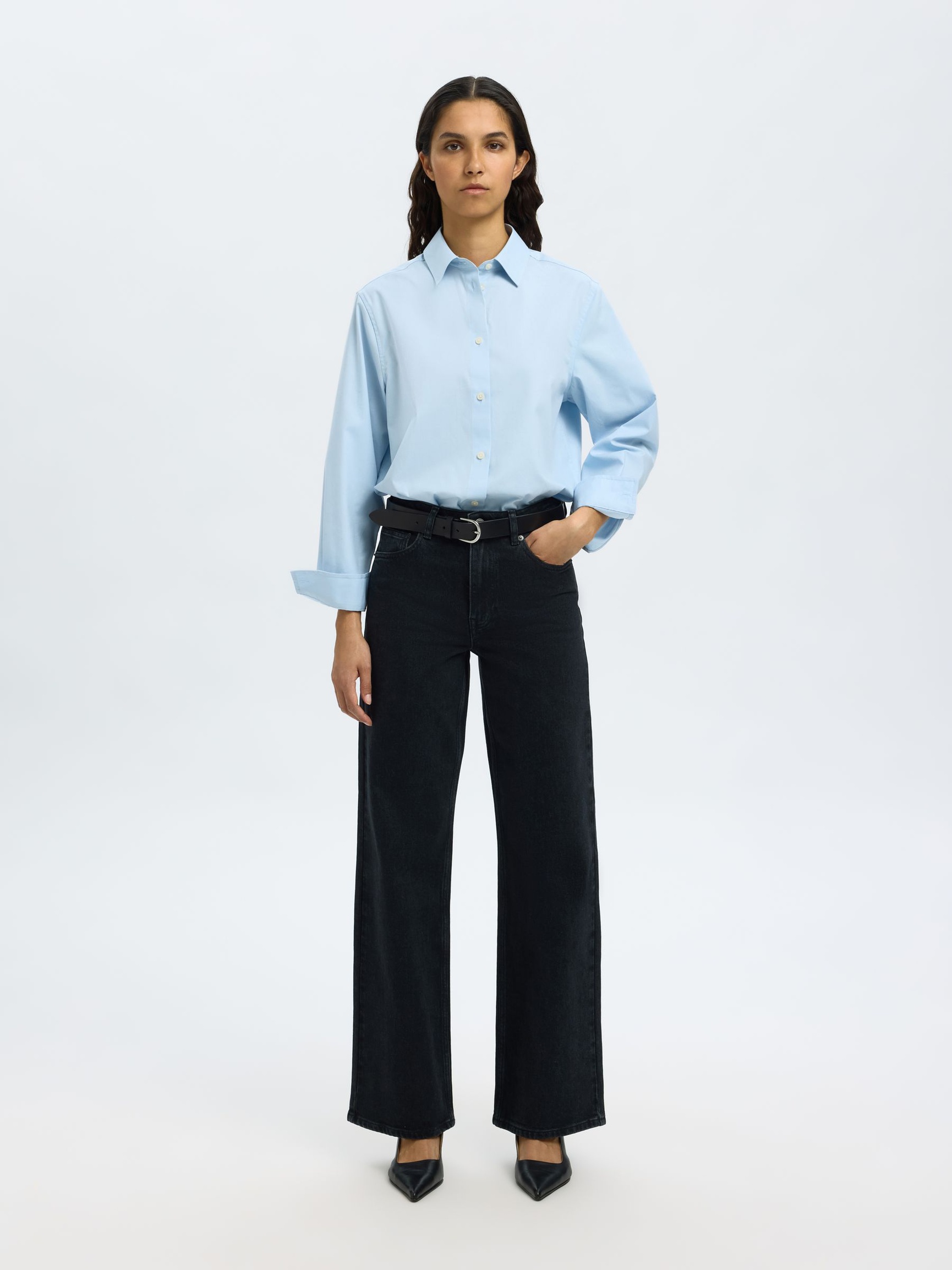 JEANS A GAMBA AMPIA, Black Denim, highres