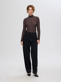 TEXTURED LONG SLEEVED TOP, Tobacco Brown, highres