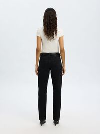 MID WAIST SLIM TAPERED-FIT JEANS, Black Denim, highres