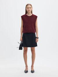 WOOL BLEND  KNITTED VEST, Tawny Port, highres