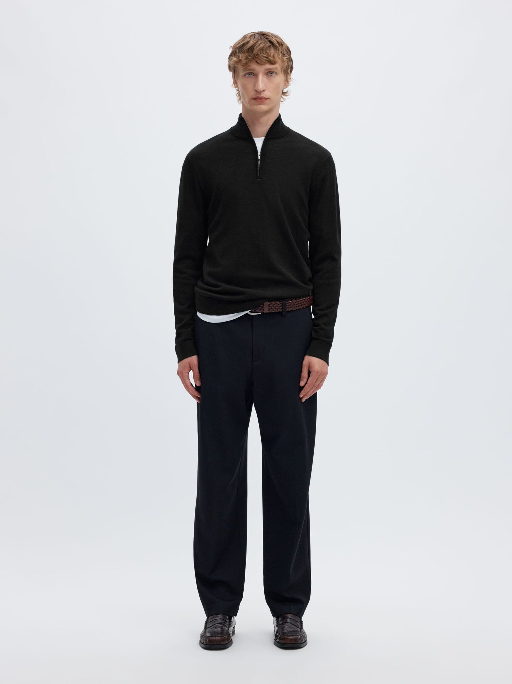 SWETER Z KRÓTKIM ZAMKIEM, Black, highres