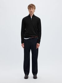 SWETER Z KRÓTKIM ZAMKIEM, Black, highres