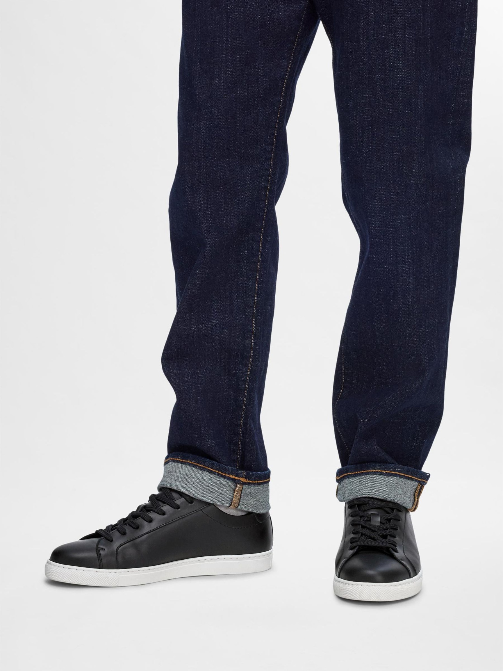LÆDER SNEAKERS, Black, highres
