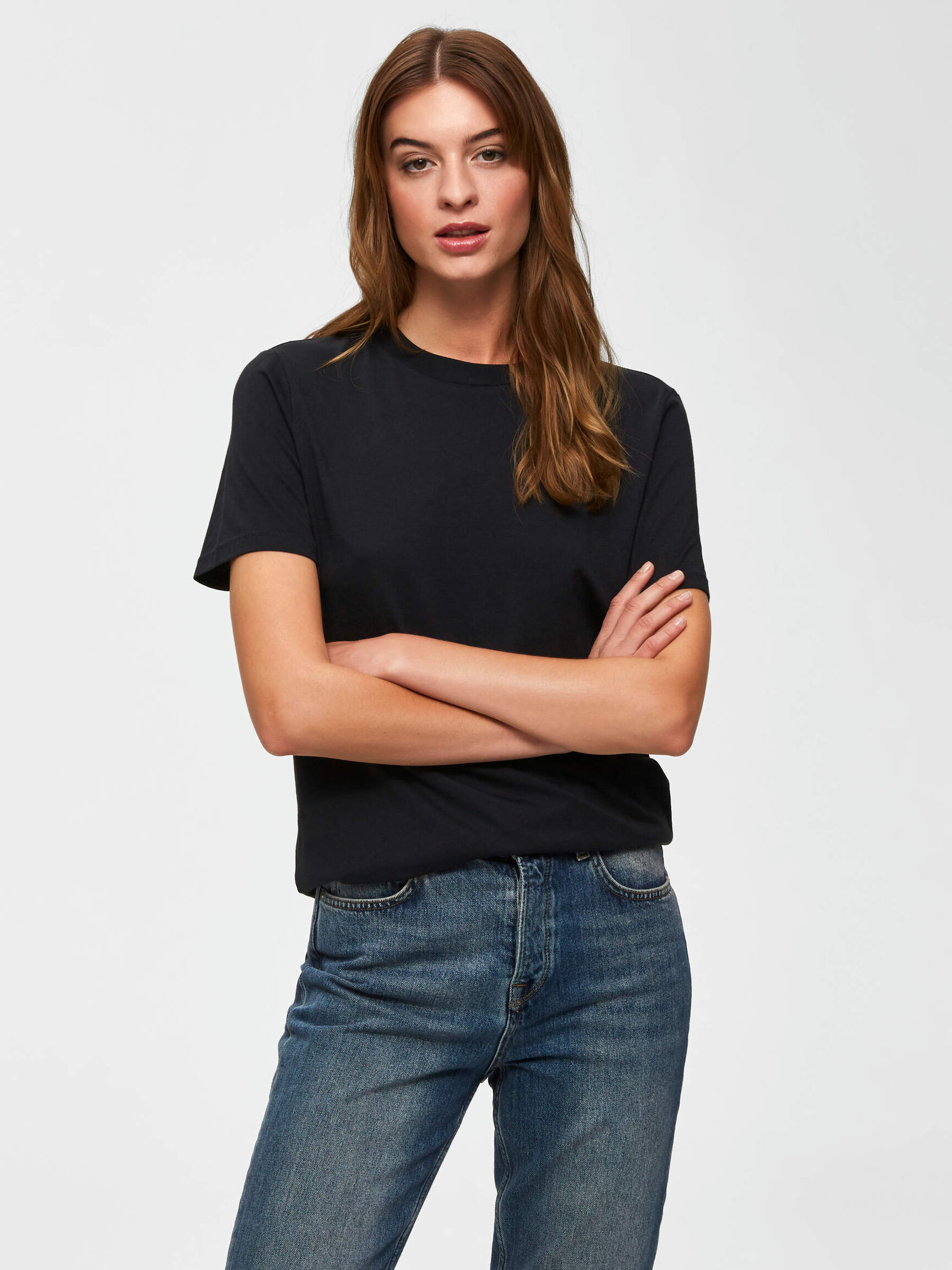 COTTON T-SHIRT, Black, highres