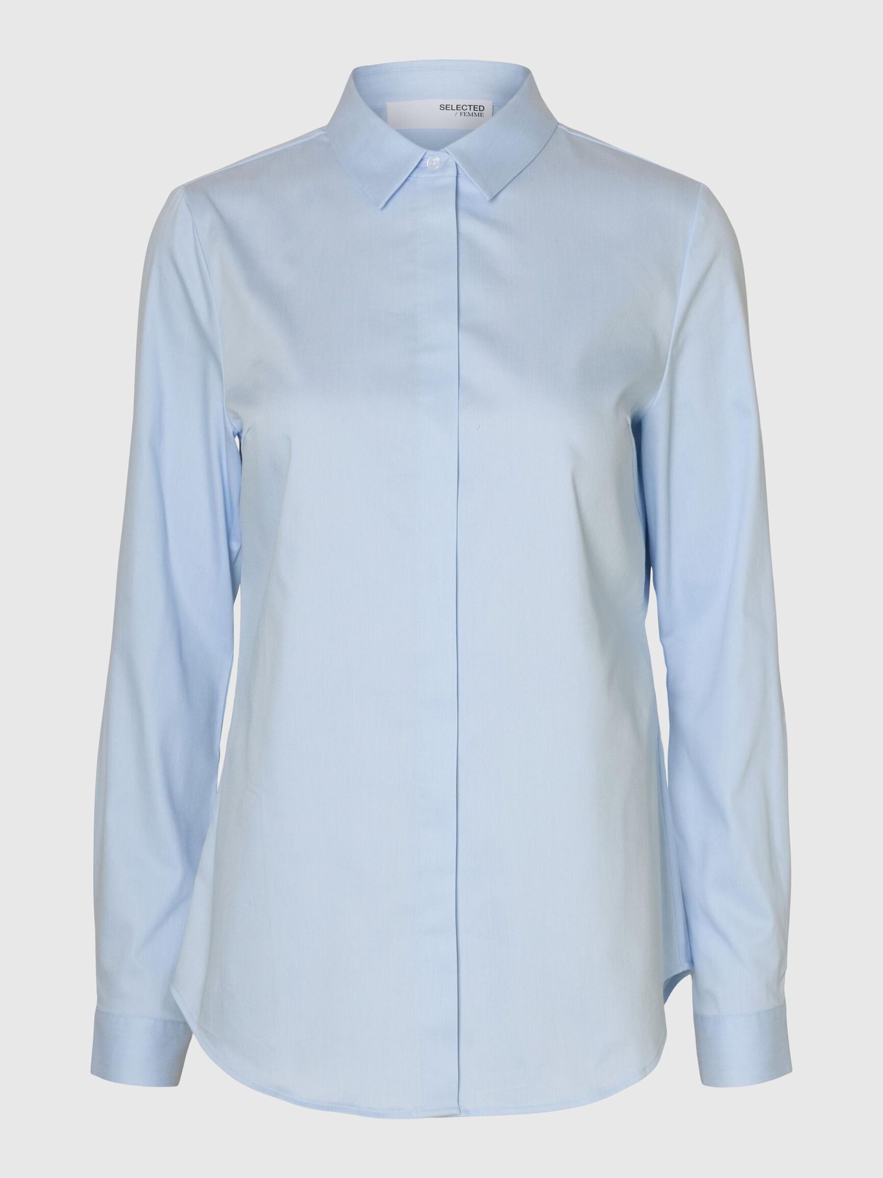 TÆTSIDDENDE LANGÆRMET SKJORTE, Light Blue, highres