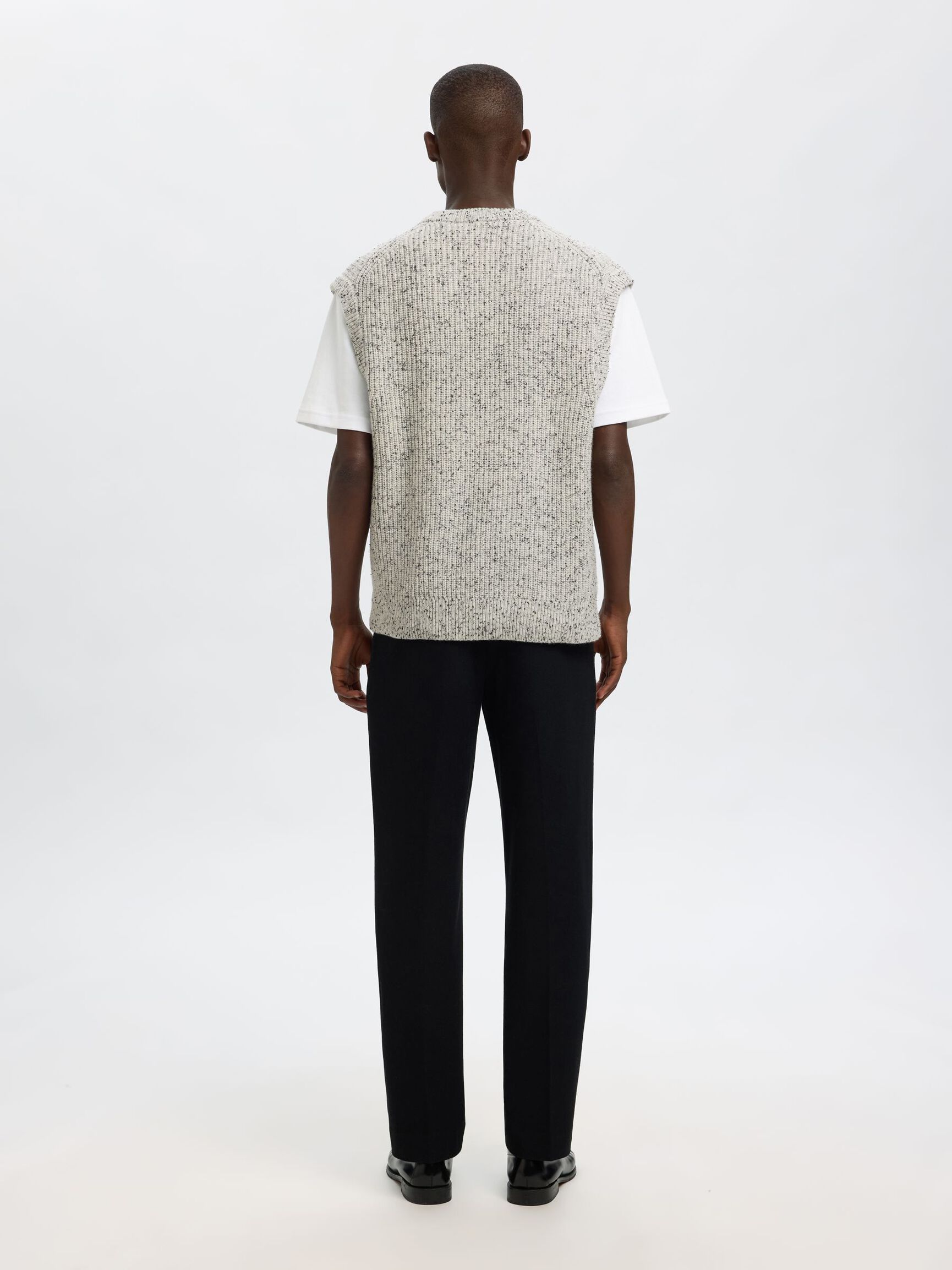 WOOL BLEND KNITTED VEST, Moonstruck, highres