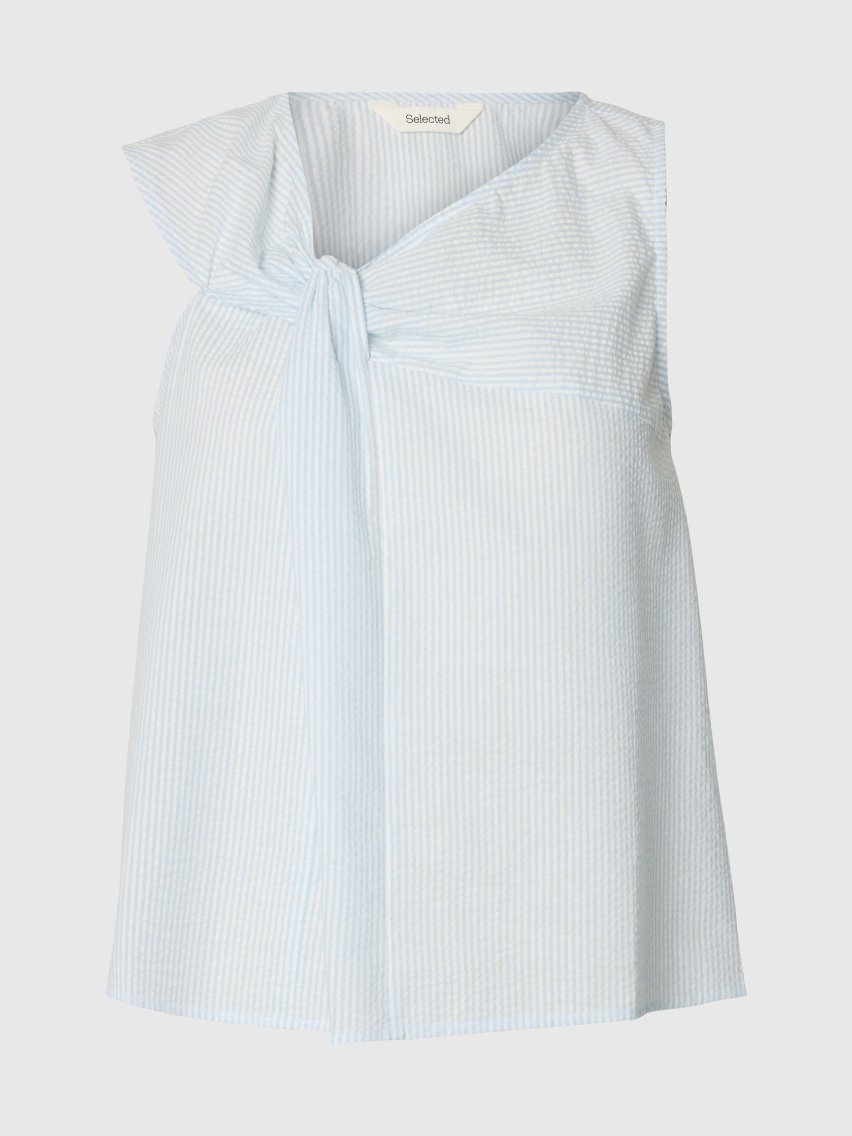 SEERSUCKER SLEEVELESS TOP, Cashmere Blue, highres