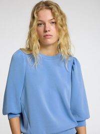 PUFF SLEEVE SWEATSHIRT, Cornflower Blue, highres
