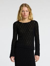 LANGARM STRICKTOP, Black, highres