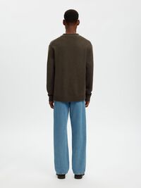 RELAXED FIT WOOL BLEND CARDIGAN, Demitasse, highres