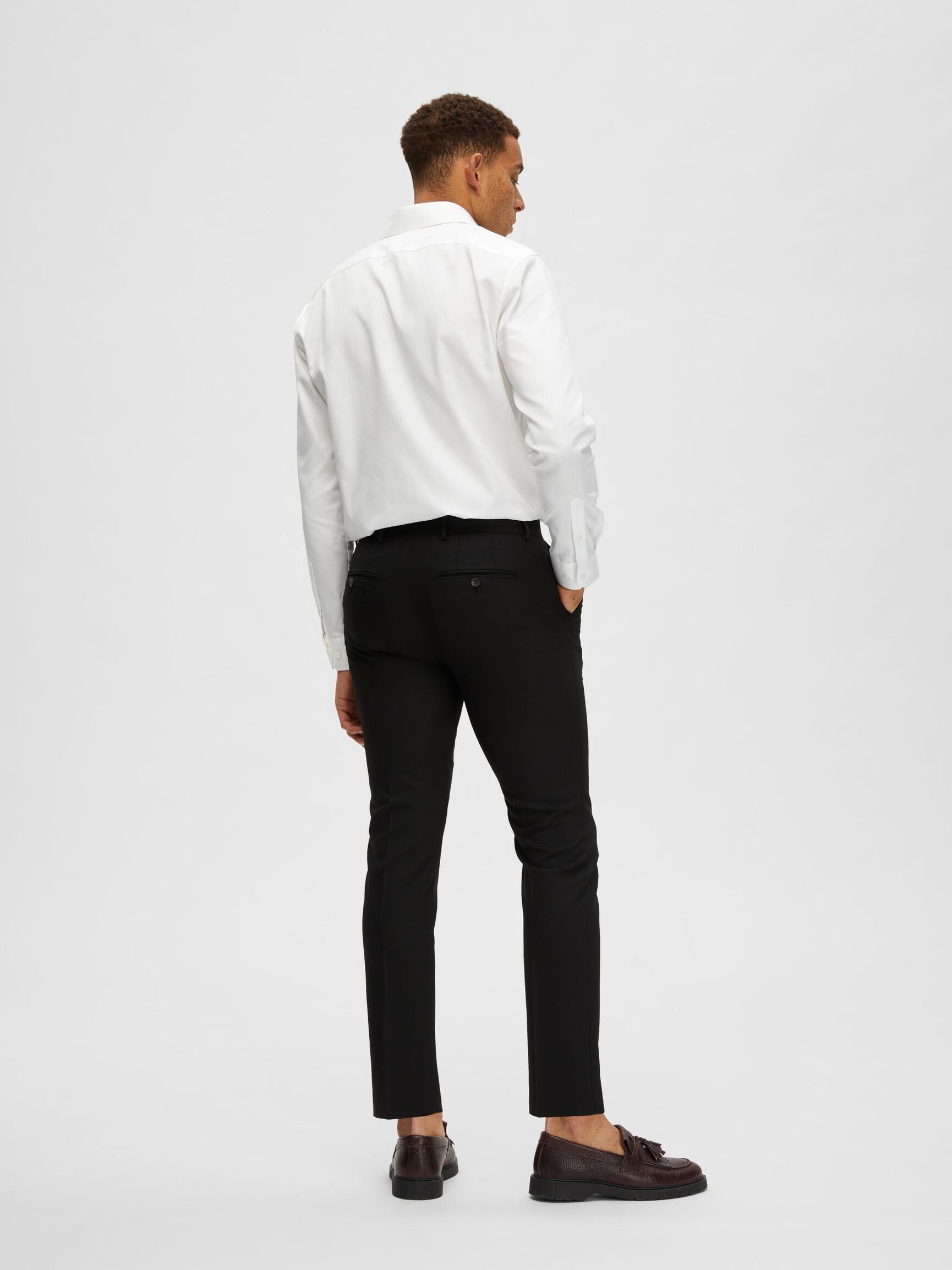 GEWEBTER WOLLGEMISCH HOSE, Black, highres