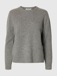 KASJMIR STRIKKET PULLOVER, Light Grey Melange, highres