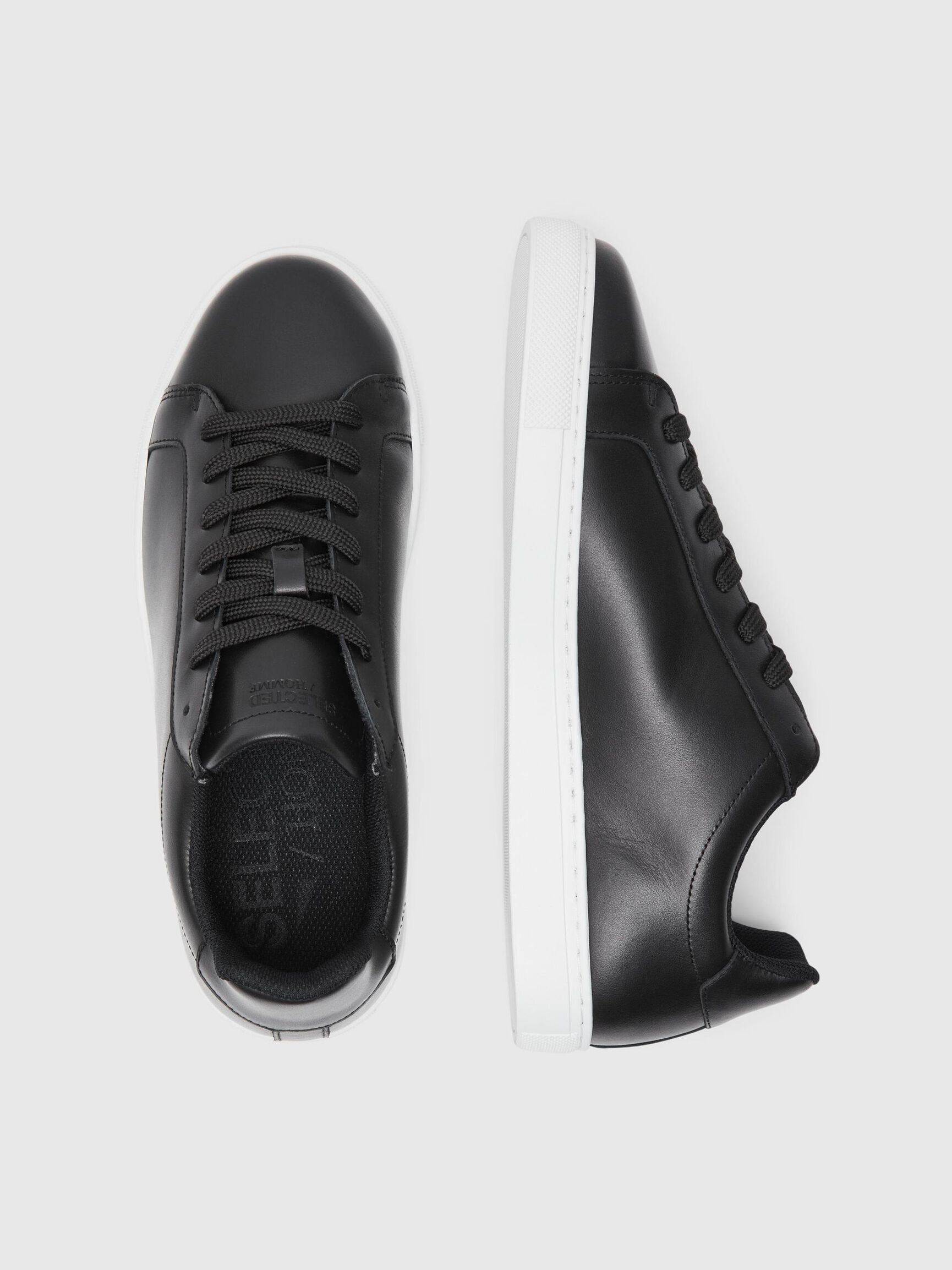 LEDER SNEAKERS, Black, highres