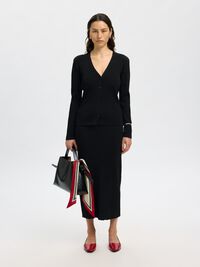 VISCOSE BLEND MIDI SKIRT, Black, highres