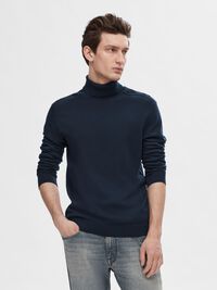 LANGARM ROLLKRAGEN PULLOVER, Navy Blazer, highres