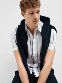 COTTON BLEND SHORT SLEEVED SHIRT, Sky Captain, highres
