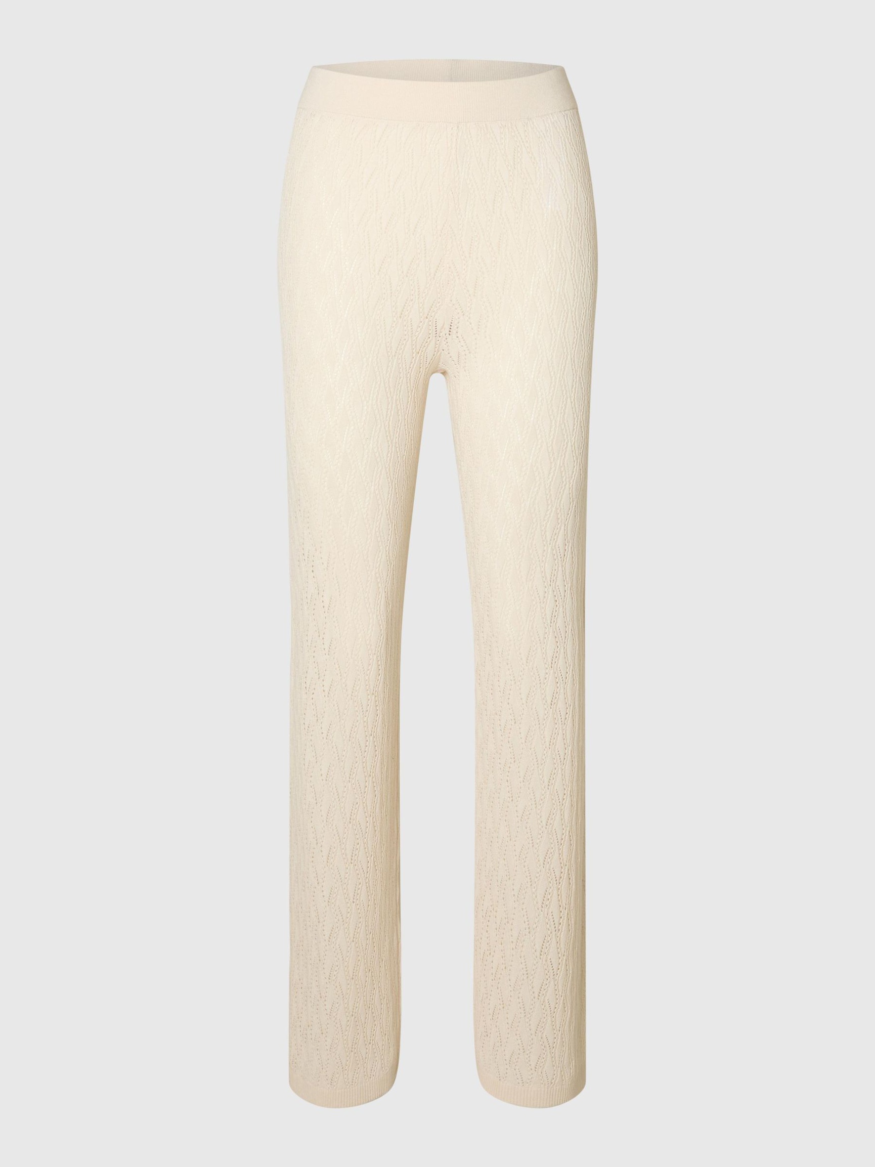 GEBREIDE HIGH-WAIST BROEK, Birch, highres