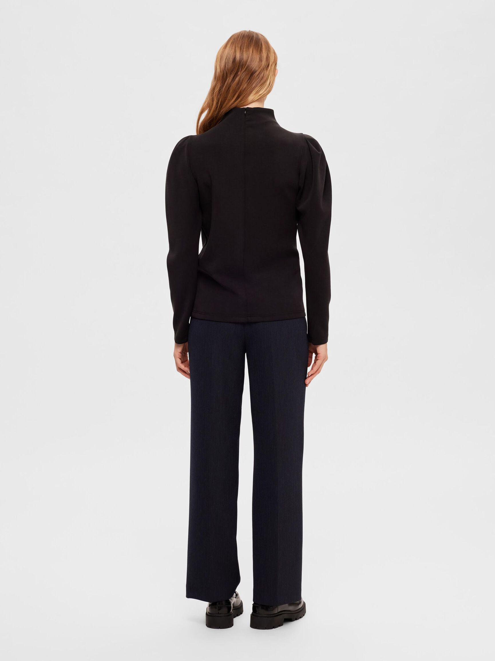 DRAPED TOP, Black, highres