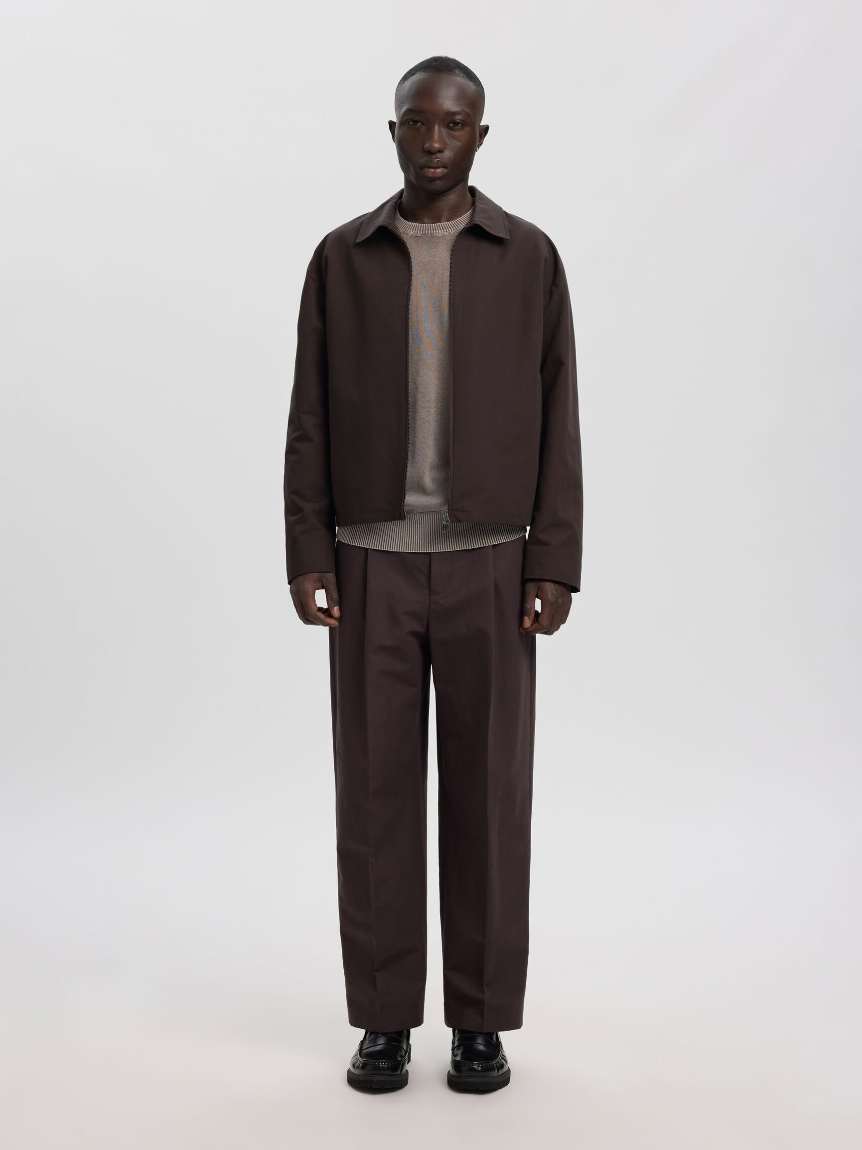 LINEN BLEND OVERSHIRT, Licorice, highres