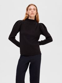 GEDRAPEERD TOP, Black, highres