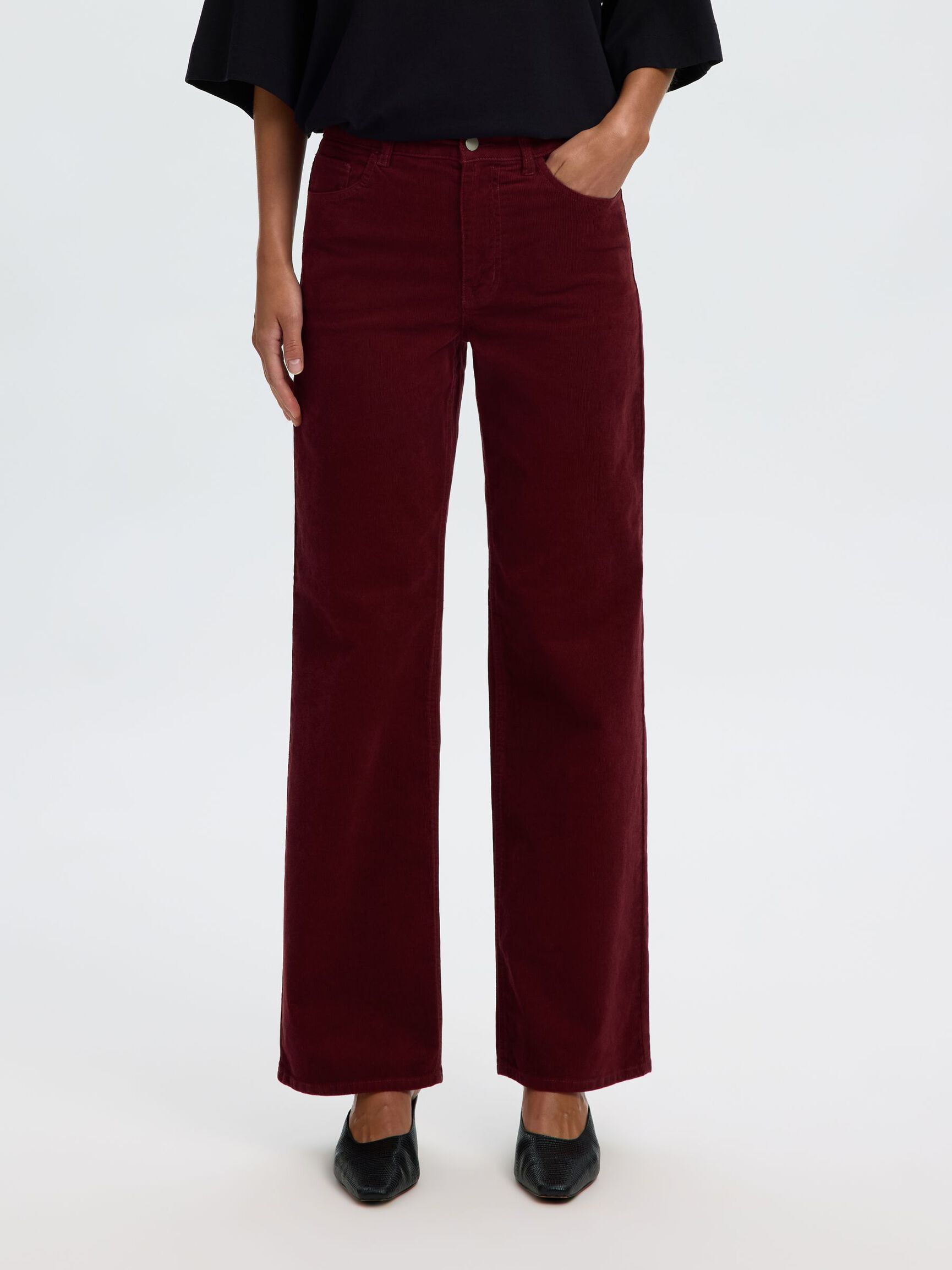 WIDE FIT CORDUROY TROUSERS, Tawny Port, highres