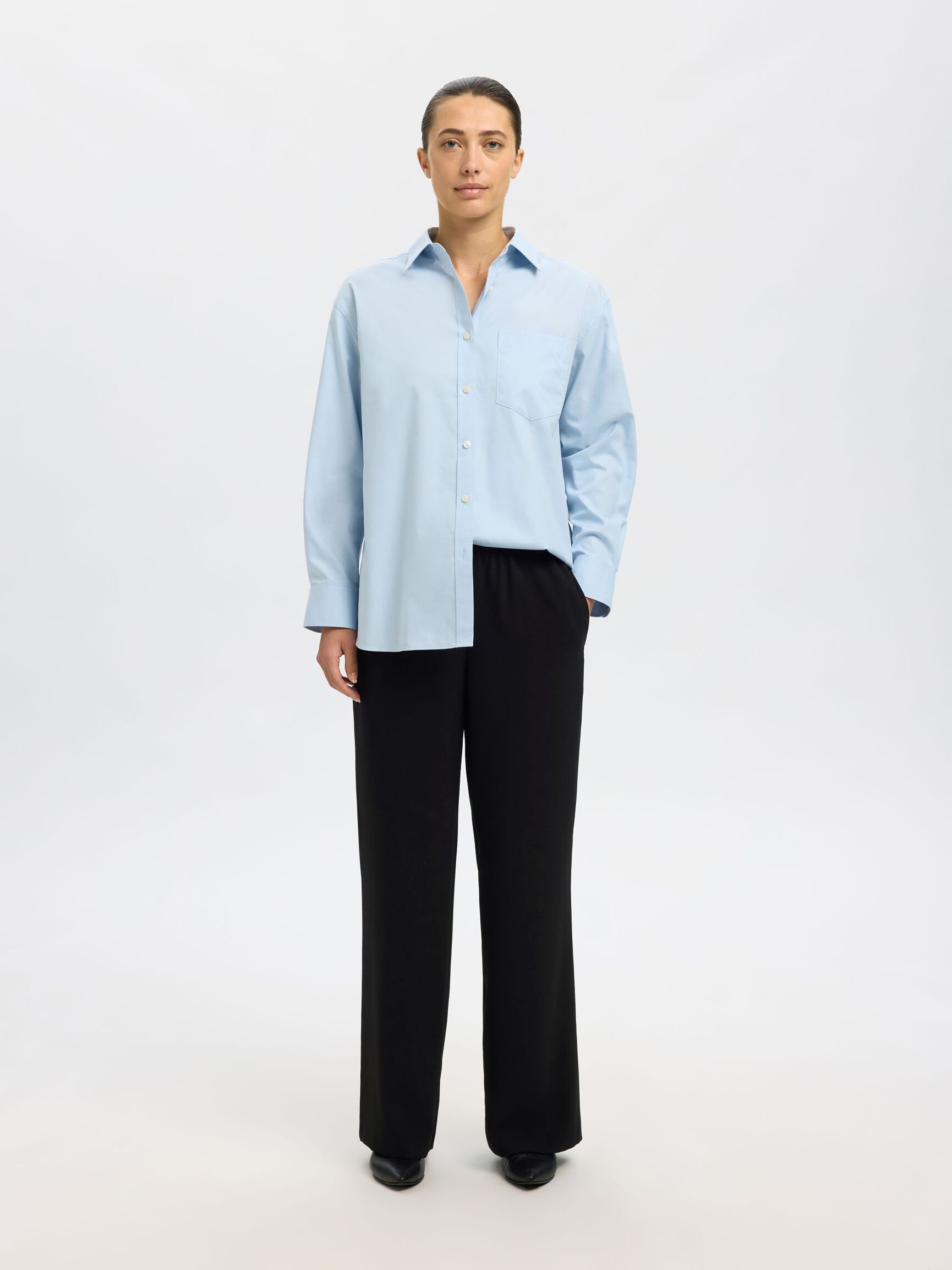 KLASSIEKE WIDE LEG BROEK, Black, highres