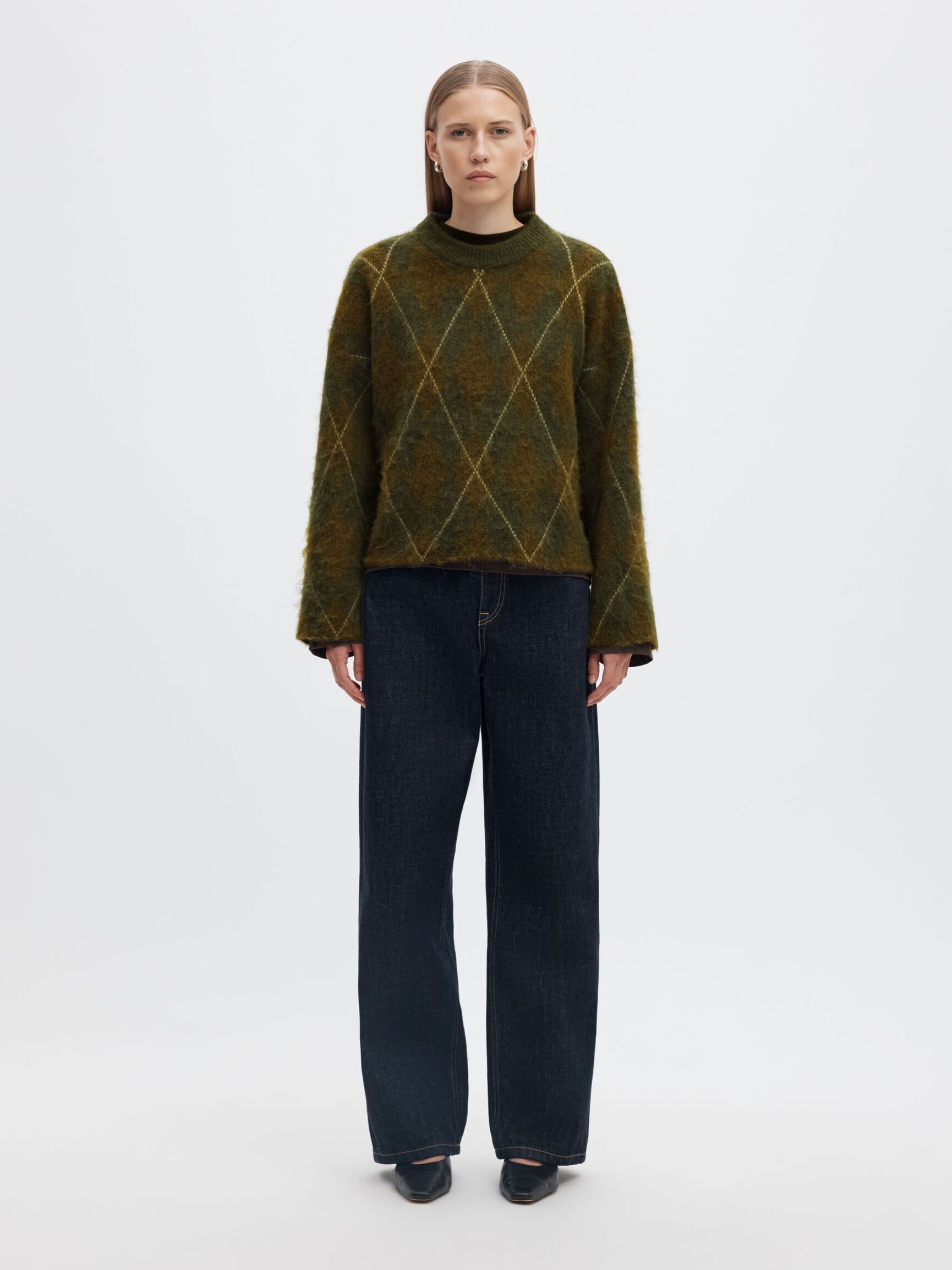 ARGYLE KNITTED JUMPER, Kalamata, highres