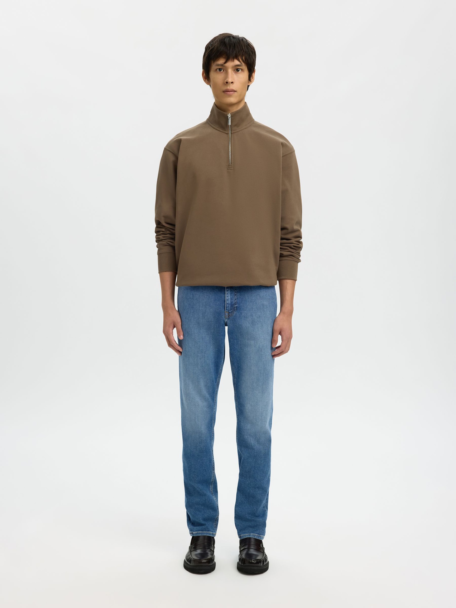 GERIBD HALF RITS POLO MET LANGE MOUWEN, Morel, highres