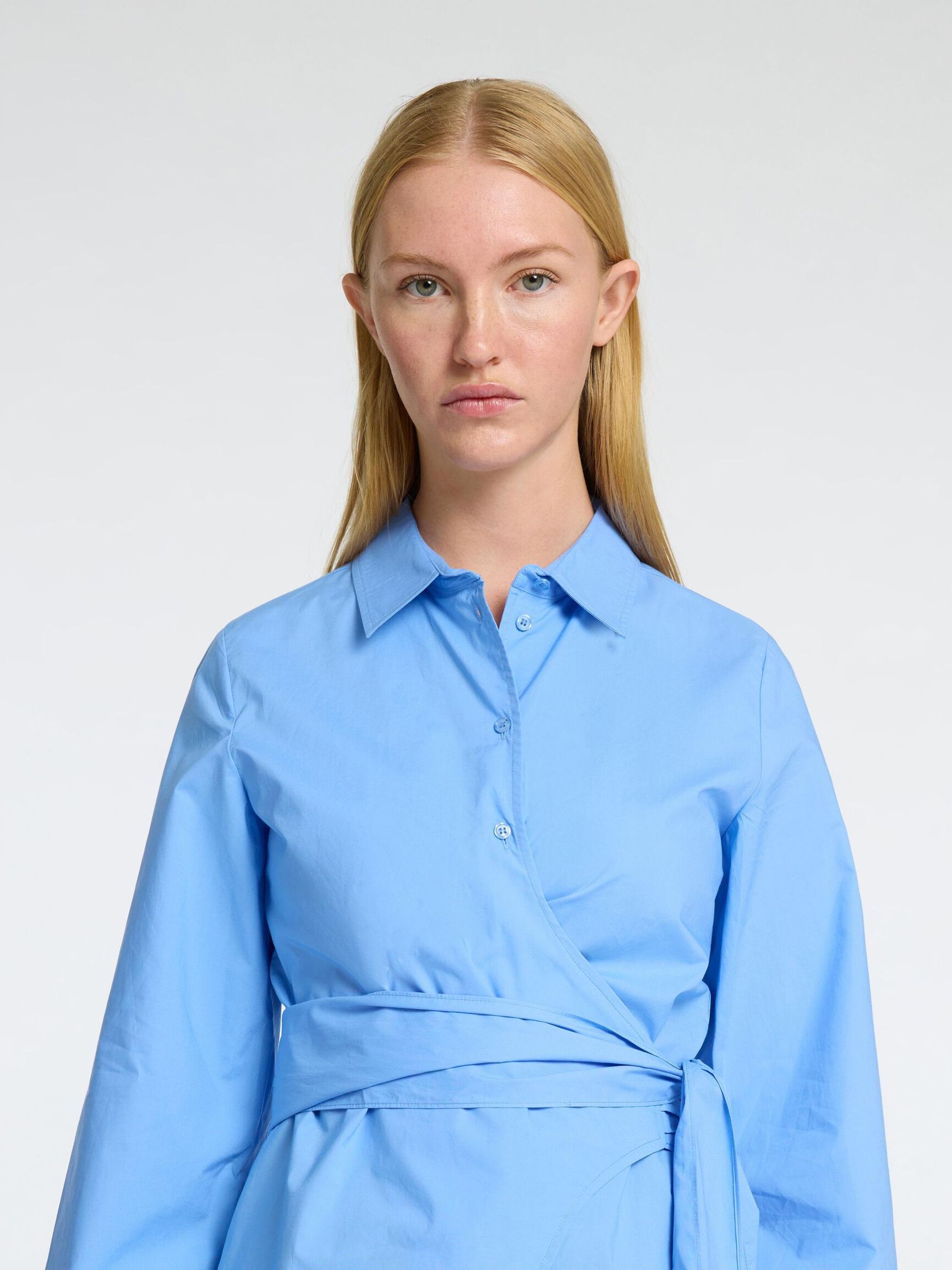 BLUSA INCROCIATA, Cornflower Blue, highres