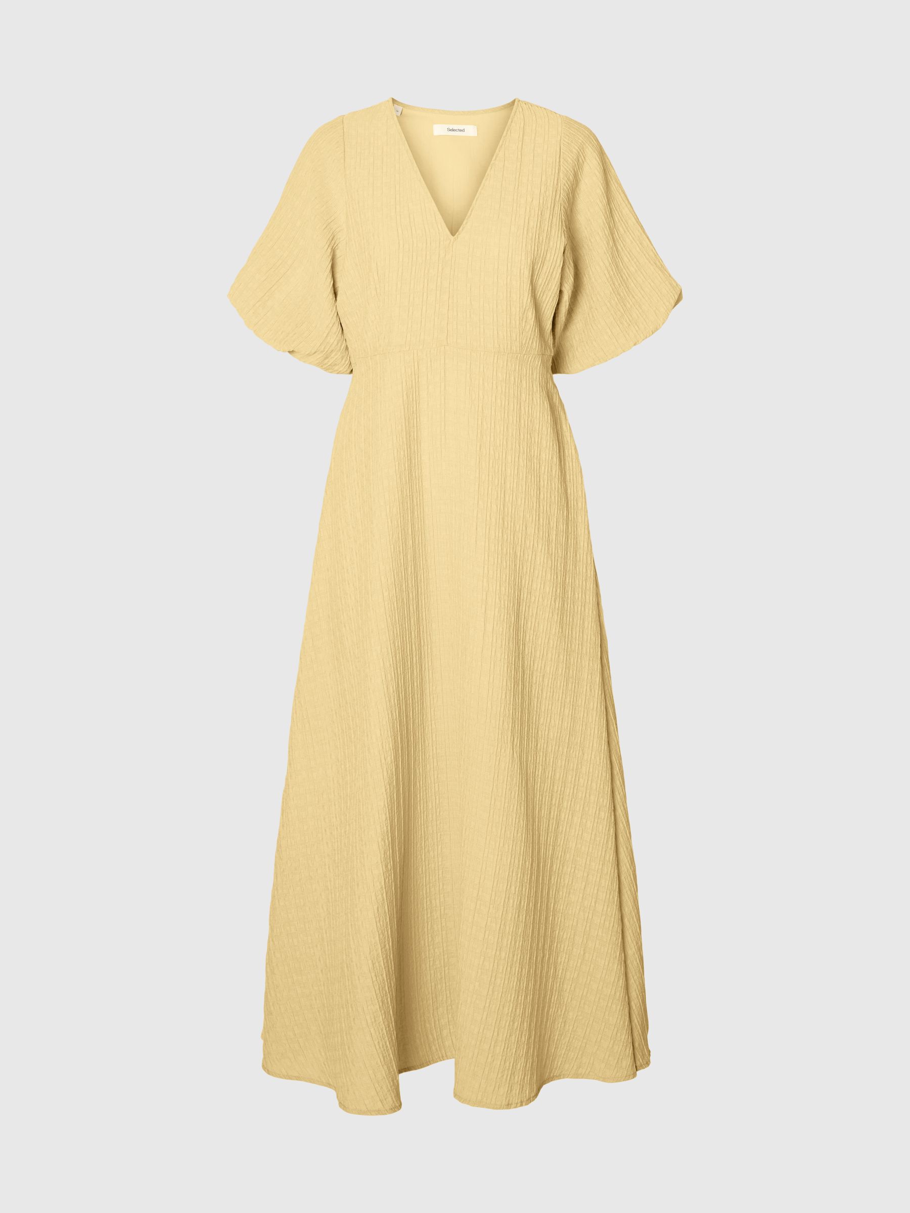 BALLOON SLEEVE MIDI DRESS, Italian Straw, highres