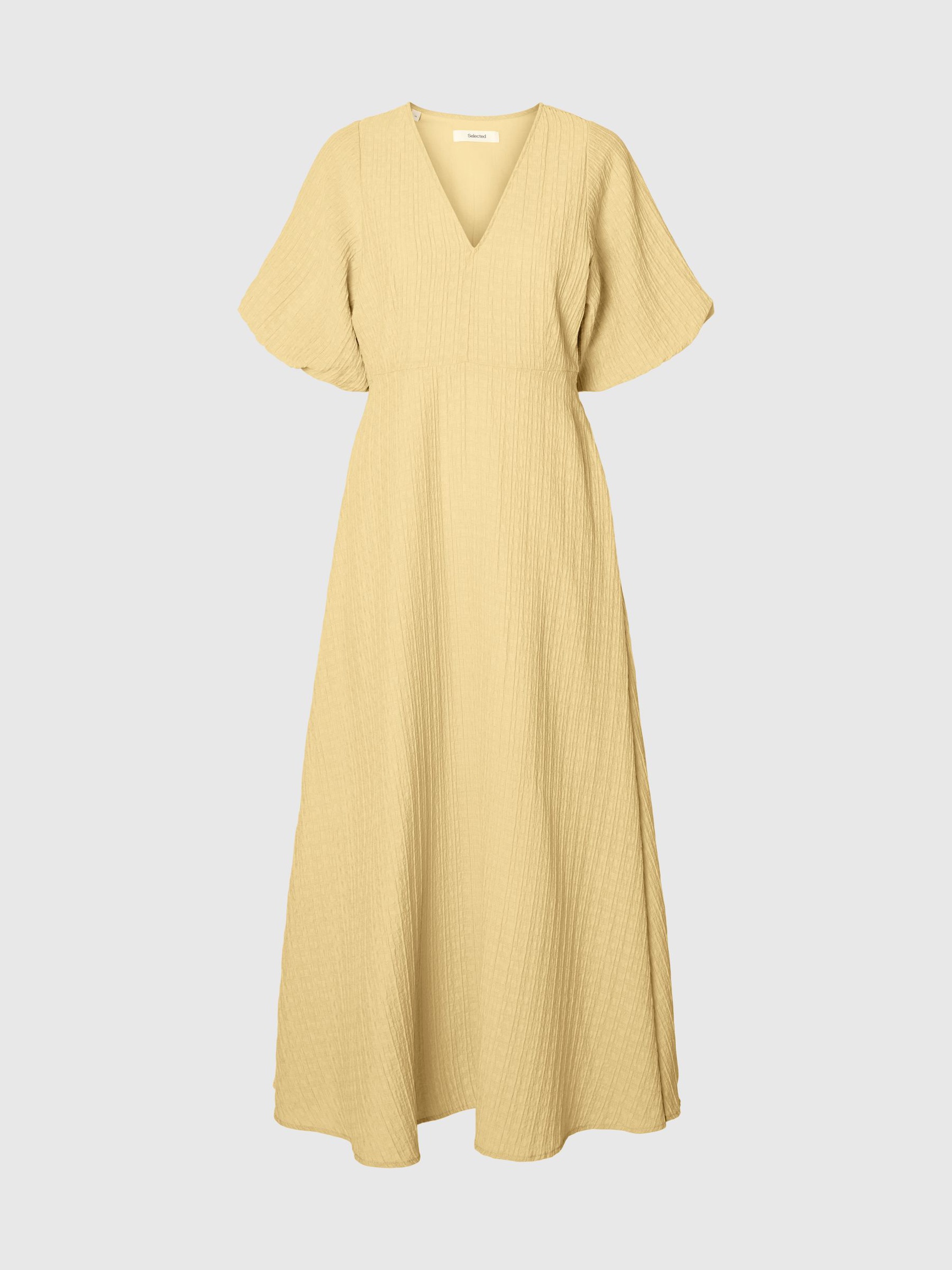 BALLOON SLEEVE MIDI DRESS, Italian Straw, highres