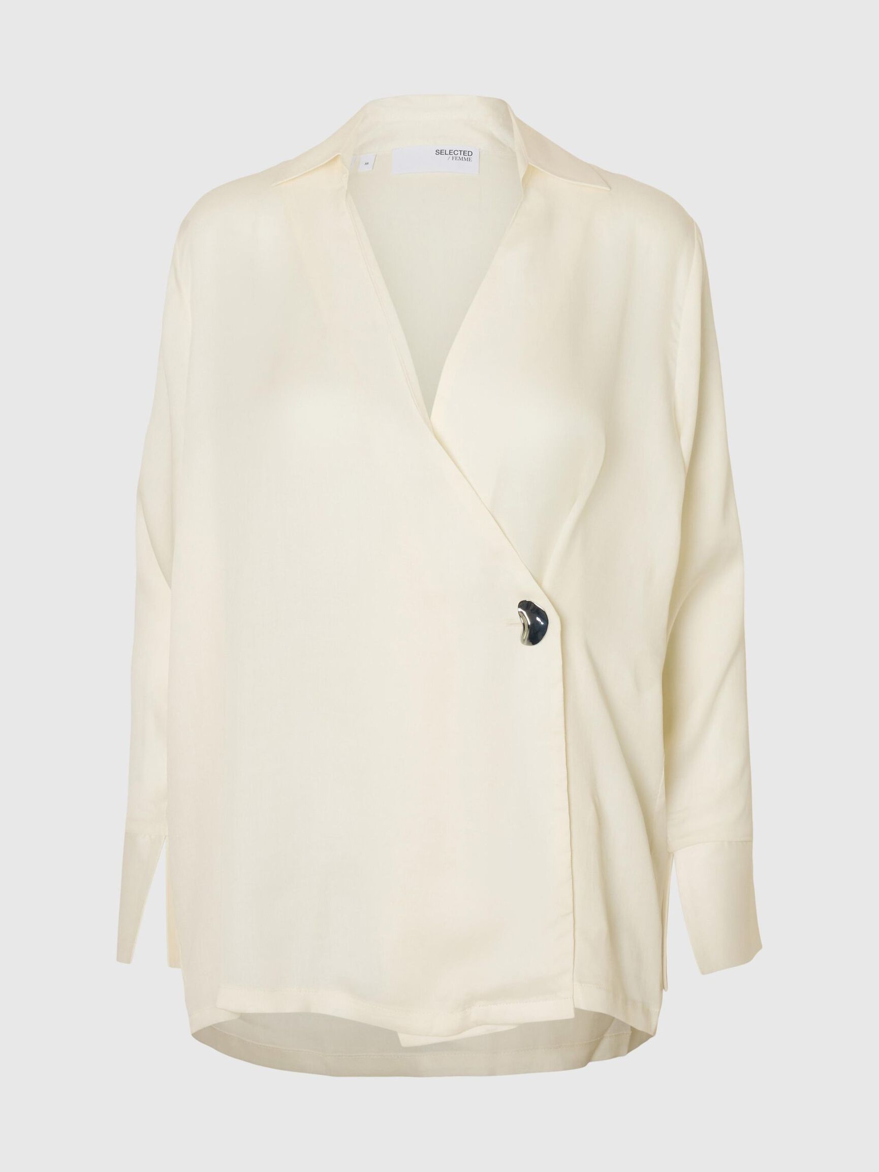 ASYMMETRIC LONG SLEEVED SHIRT, Gardenia, highres