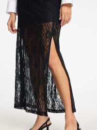 DENTELLE JUPE LONGUE, Black, highres