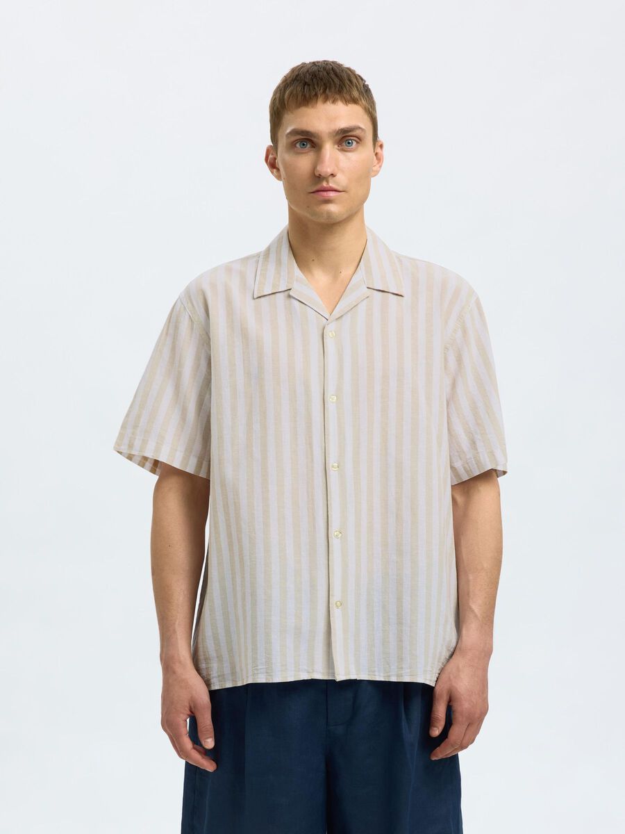 Selected LINEN BLEND SHORT SLEEVED SHIRT, Pure Cashmere, highres - 16092978_PureCashmere_1175226_003.jpg