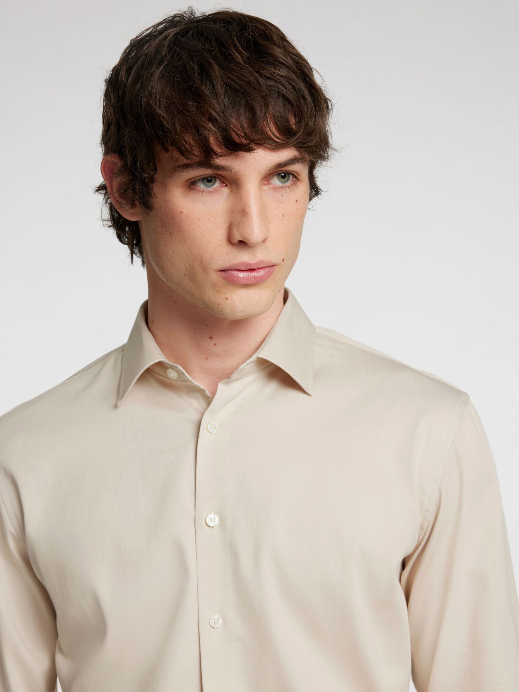 SLIM FIT STRETCH SHIRT, Oatmeal, highres
