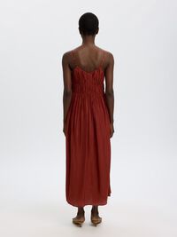 V-NECK SPAGHETTI MAXI DRESS, Cherry Mahogany, highres