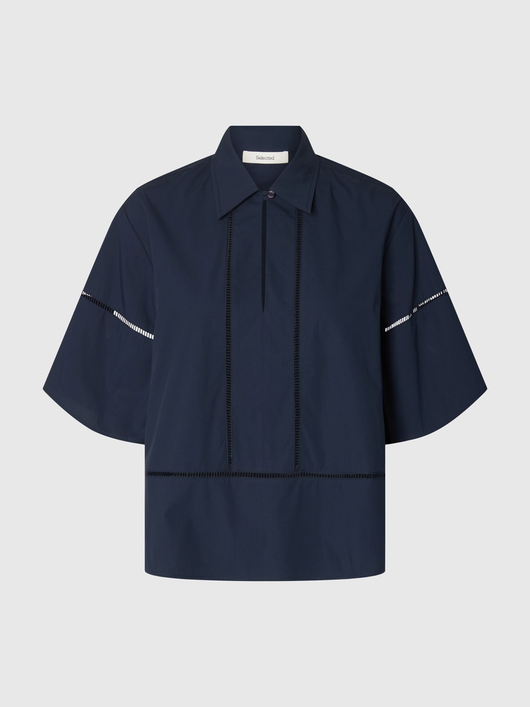 COTTON SHORT SLEEVED SHIRT, Dark Sapphire, highres