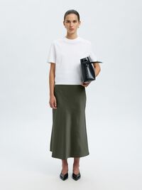 SATIN MIDI SKIRT, Deep Depths, highres