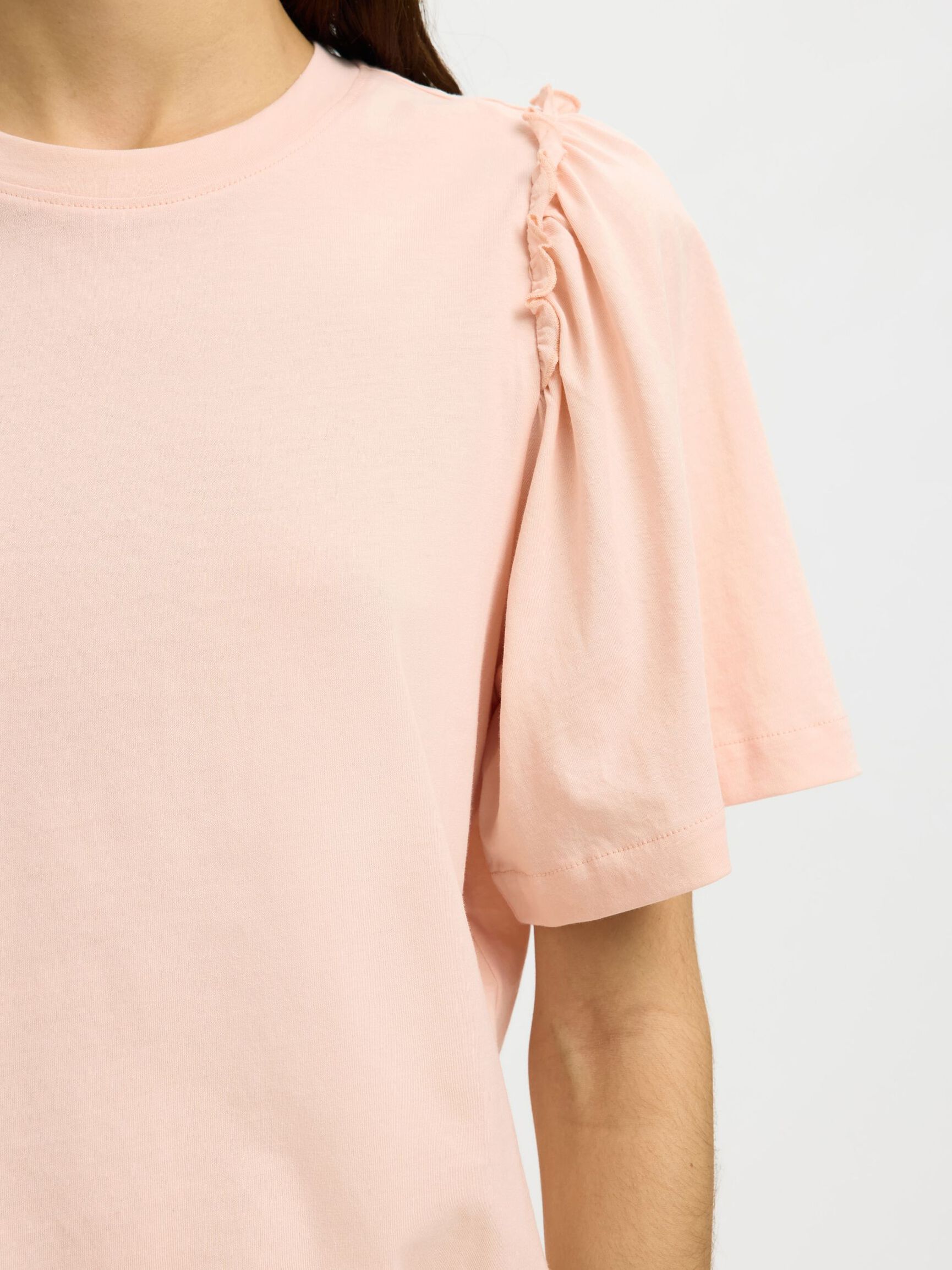 RUFFLED COTTON T-SHIRT, Pale Dogwood, highres