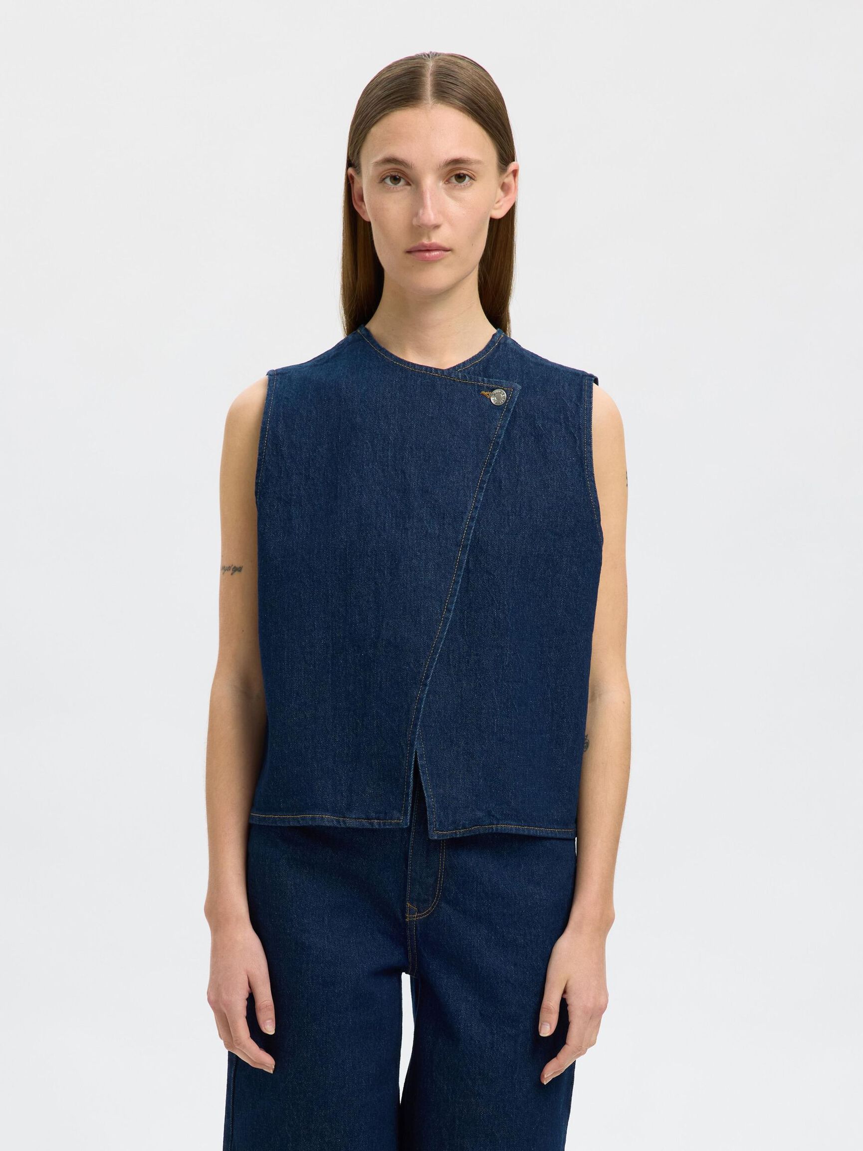 ÄRMELLOSE JEANSWESTE, Dark Blue Denim, highres