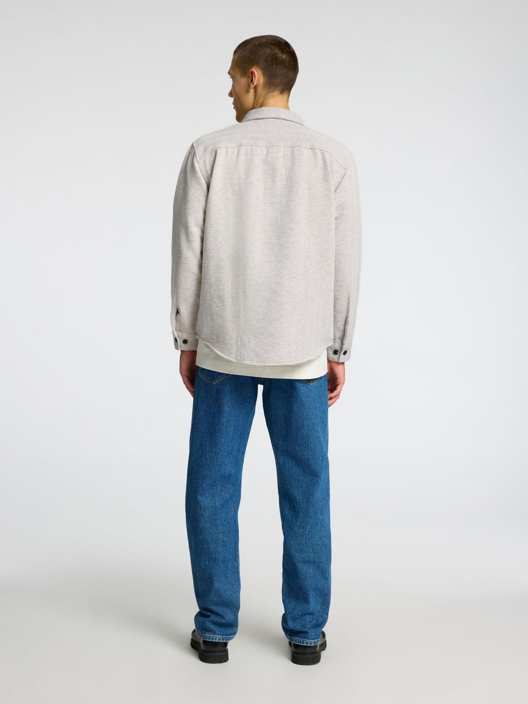 REGULAR FIT LINEN BLEND OVERSHIRT, Oatmeal, highres