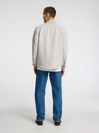 REGULAR FIT LINEN BLEND OVERSHIRT, Oatmeal, highres