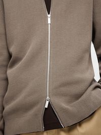 KNITTED ZIP-FRONT CARDIGAN, Morel, highres