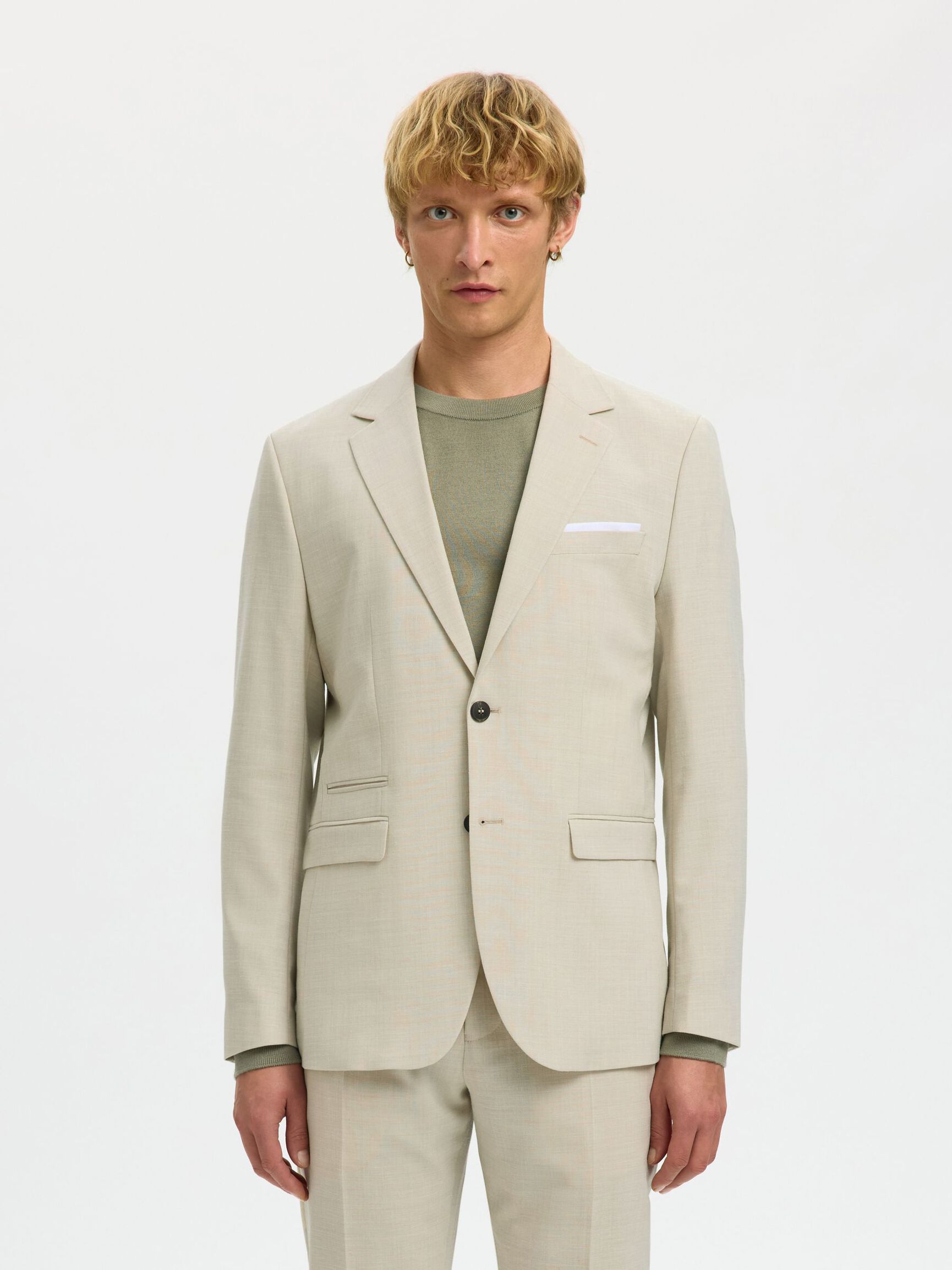 SLIM FIT SINGLE-BREASTED BLAZER, Egret, highres