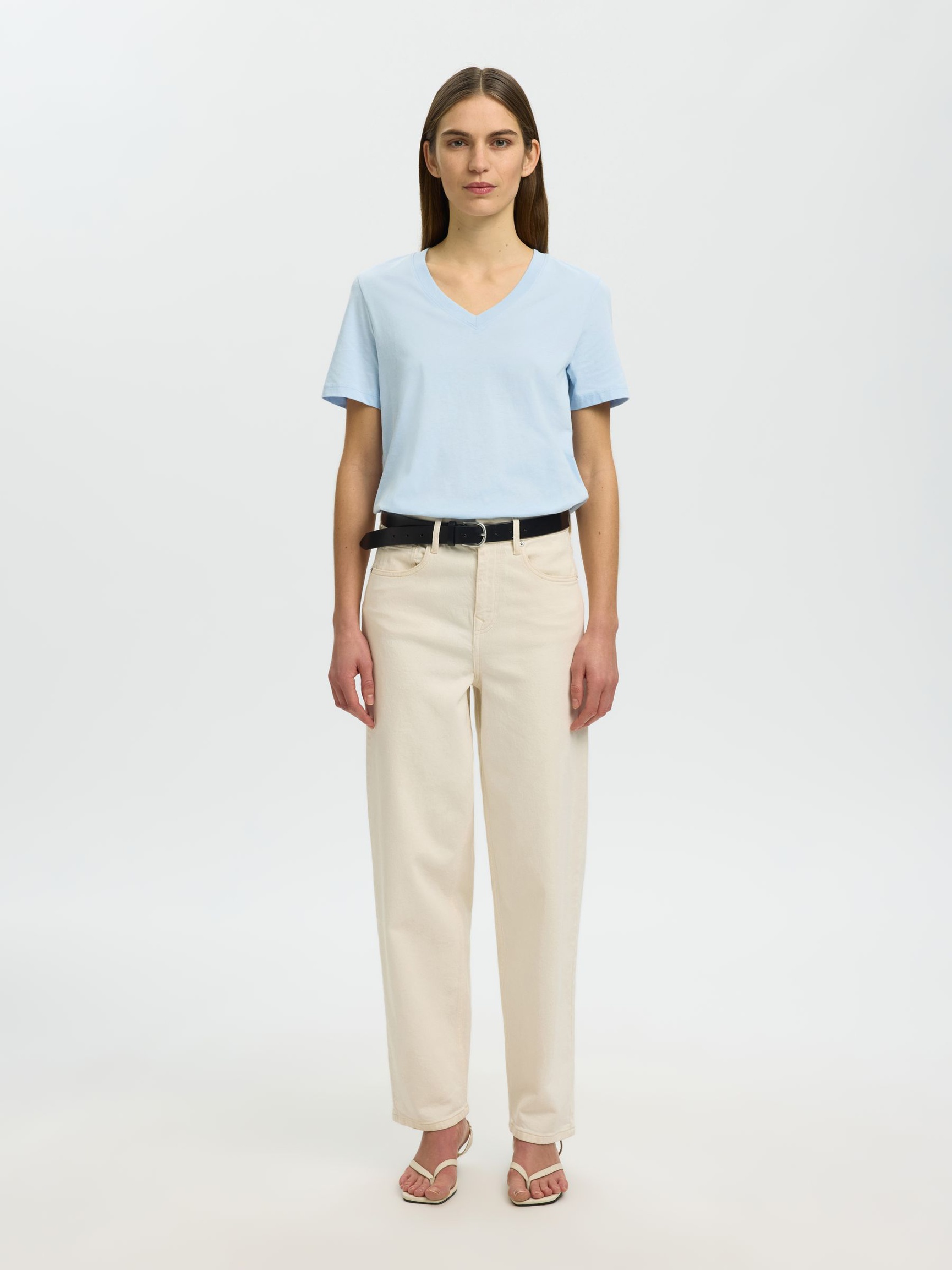 KLASSISCHES V-NECK T-SHIRT, Cashmere Blue, highres