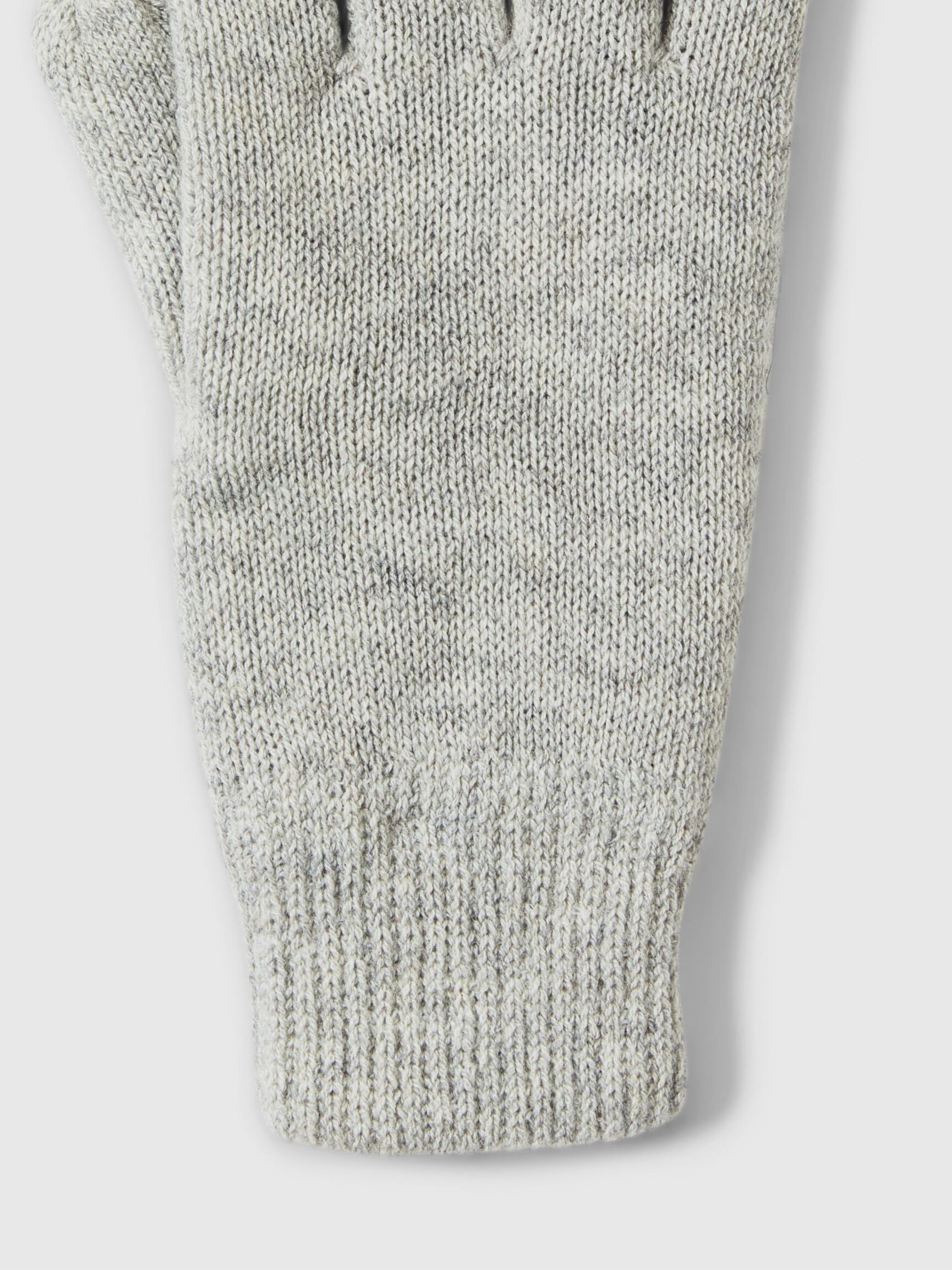WOOL BLEND RIBBED GLOVES, Light Grey Melange, highres